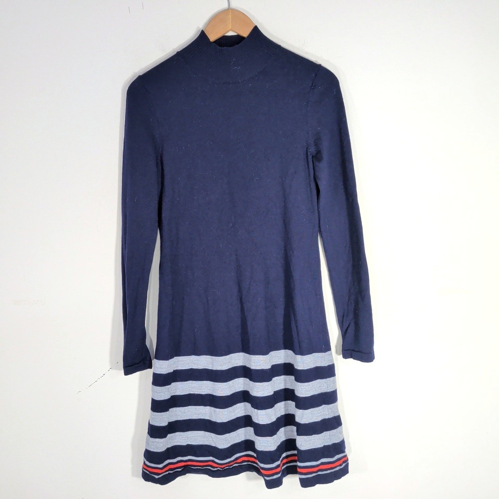 Cynthia Rowley Navy Sweater Dress; Merino Wool Mock Neck Mini